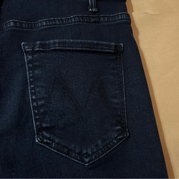 Mother The Hustler Ankle Fray Jeans Night in Paris High Rise Flare Denim Size 28